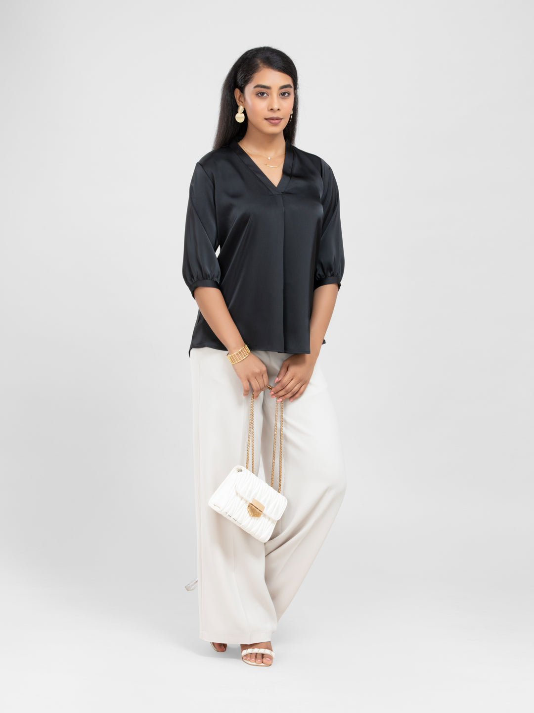 Black front pleated Top