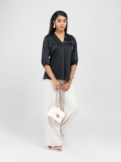 Black front pleated Top