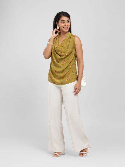 Light Green Cowl neck Top