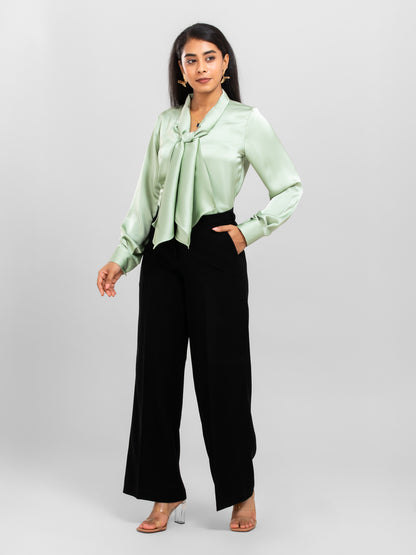 Pastel green front knot top