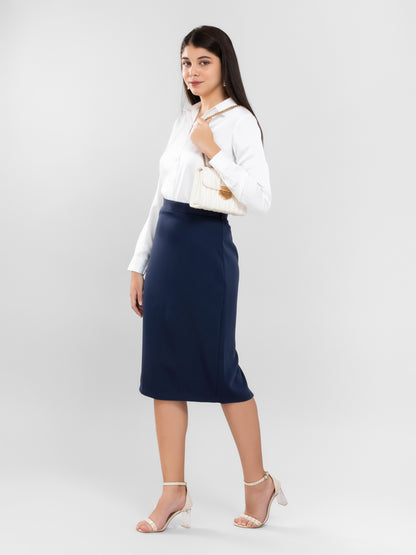 D'Almirah Navy Blue Pencil Skirt