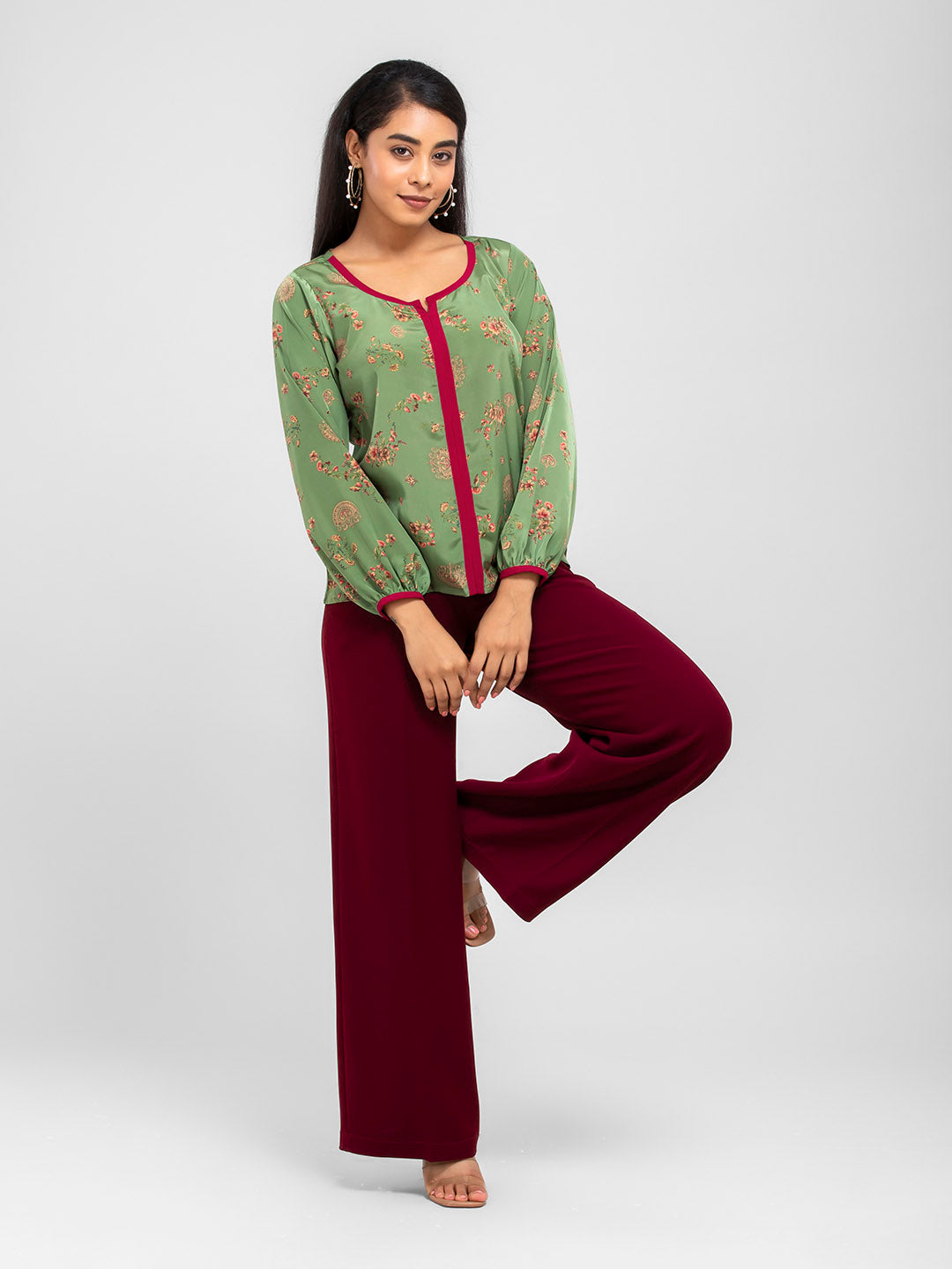 Green Floral Top for women