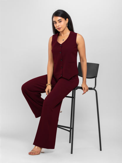 D'Almirah Maroon Waist Coat