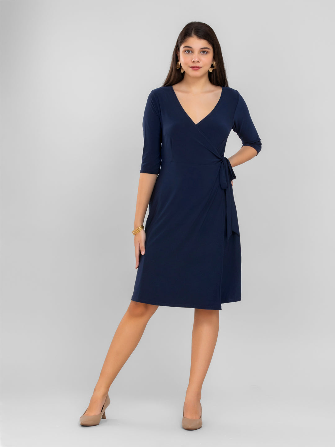 Navy Blue Wrap Dress