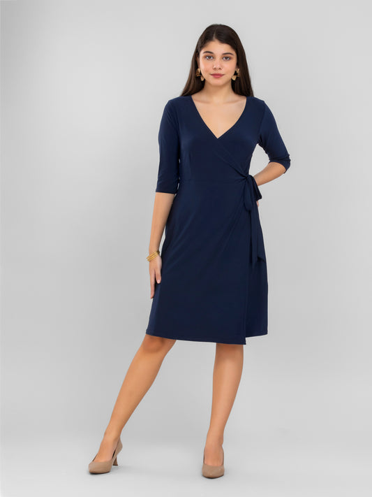 Navy Blue Wrap Dress