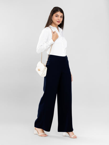 Pearl White Spread Collar Satin Shirt
