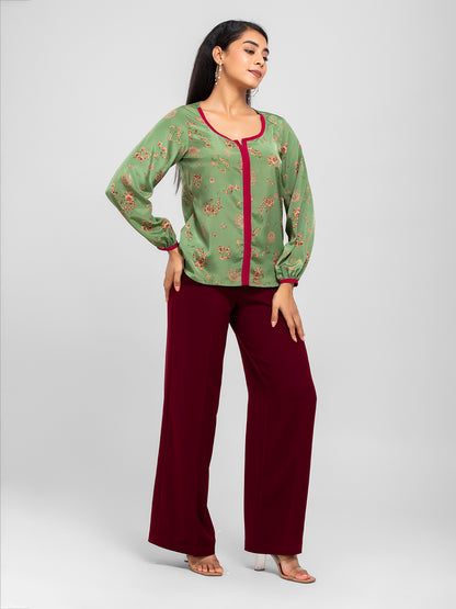 Green Floral Top for women