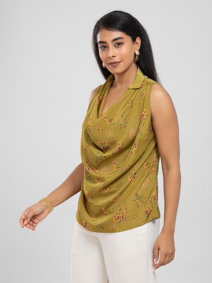 Light Green Cowl neck Top