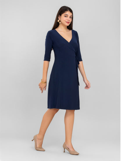 Navy Blue Wrap Dress
