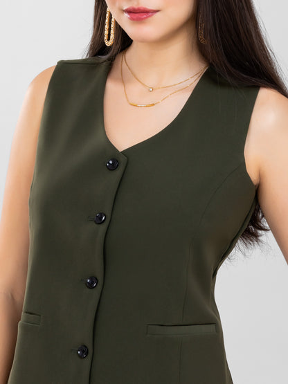 D'Almirah Olive Green Waist Coat