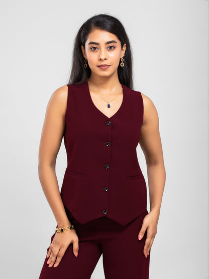 D'Almirah Maroon Waist Coat