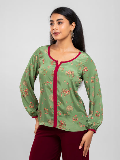 Green Floral Top for women