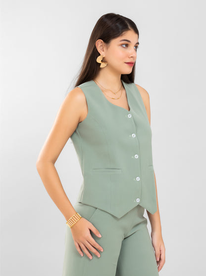 D'Almirah Sage Green Waist Coat