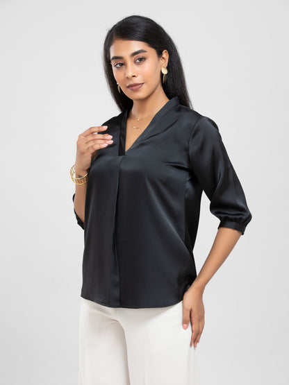 Black front pleated Top
