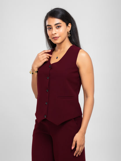 D'Almirah Maroon Waist Coat