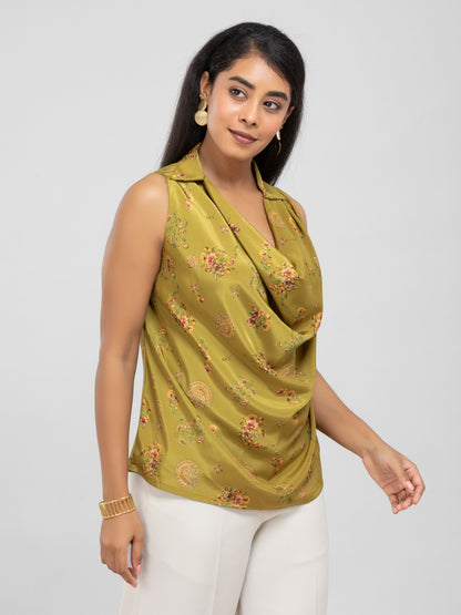 Light Green Cowl neck Top